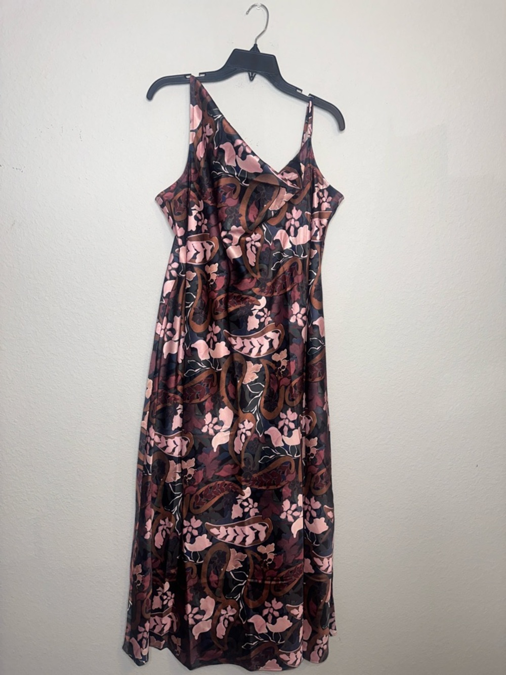 Banana Republic Pink and Brown Floral Slip Midi Dress‎